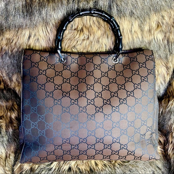 Vintage- Gucci Brown Monogram Nylon Shoulder Bag - Picture 2 of 12
